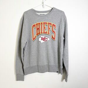 '47 Brand Sweatshirt Men Large Gray Kansas City Chiefs Crewneck Fleece Graphic